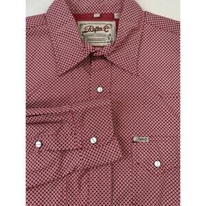 Mens Rafter C Pearl Snap Shirt Long Sleeve Red Western Cowboy XLT Proflex45 Perf